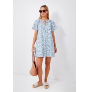 Hyacinth House Blue Botanical V-neck cover up